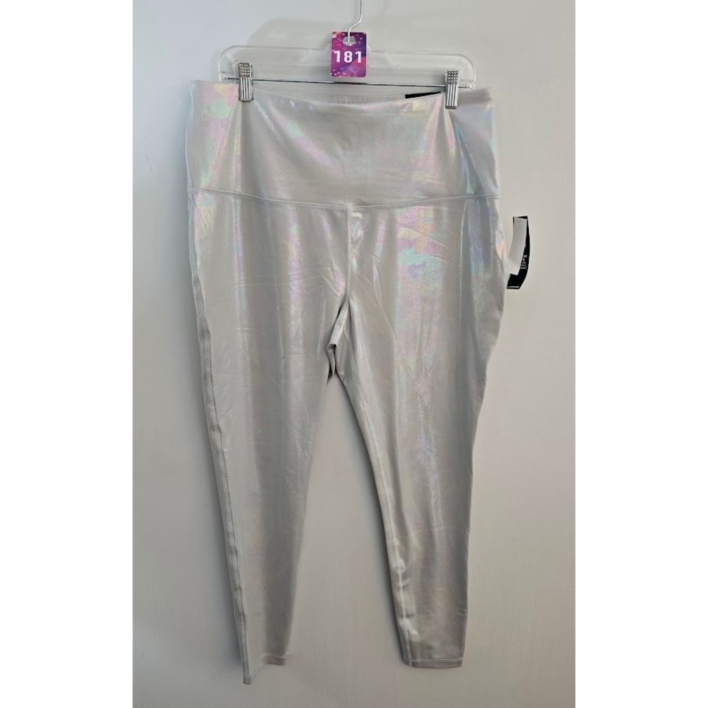 ZELOS Womens Leggings Gray Iridescent Shimmer All Over Shine Plus Size 2X NEW